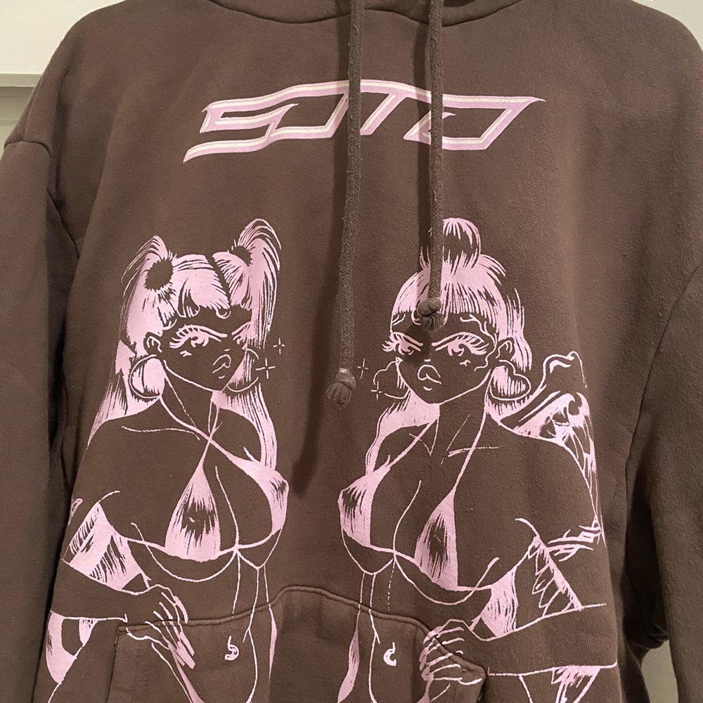 SOTOGANG SOTO WORLDWIDE Archive Angel Devil Hoodie Sweatshirt Brown Pink Large